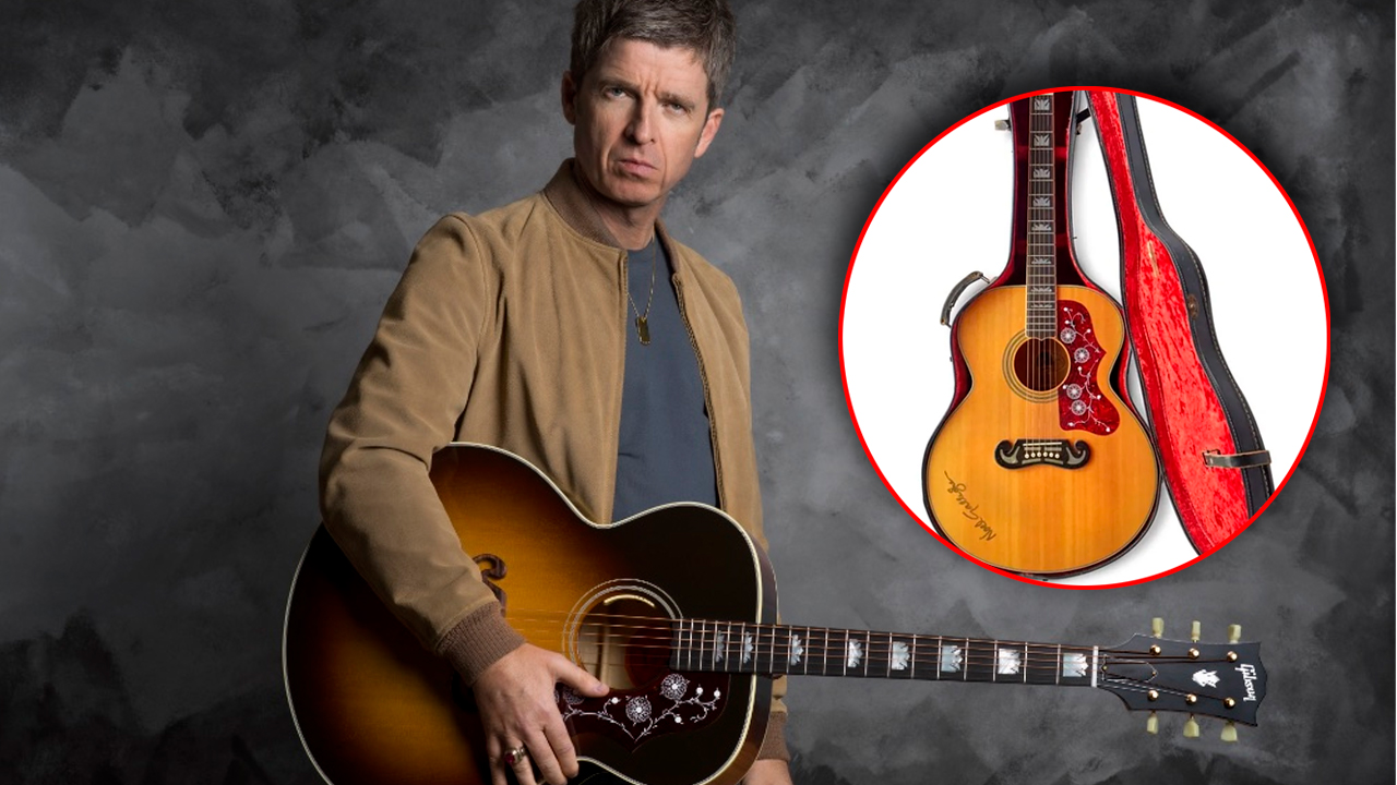 "Guitarra acústica Epiphone de Noel Gallagher usada en Morning Glory".