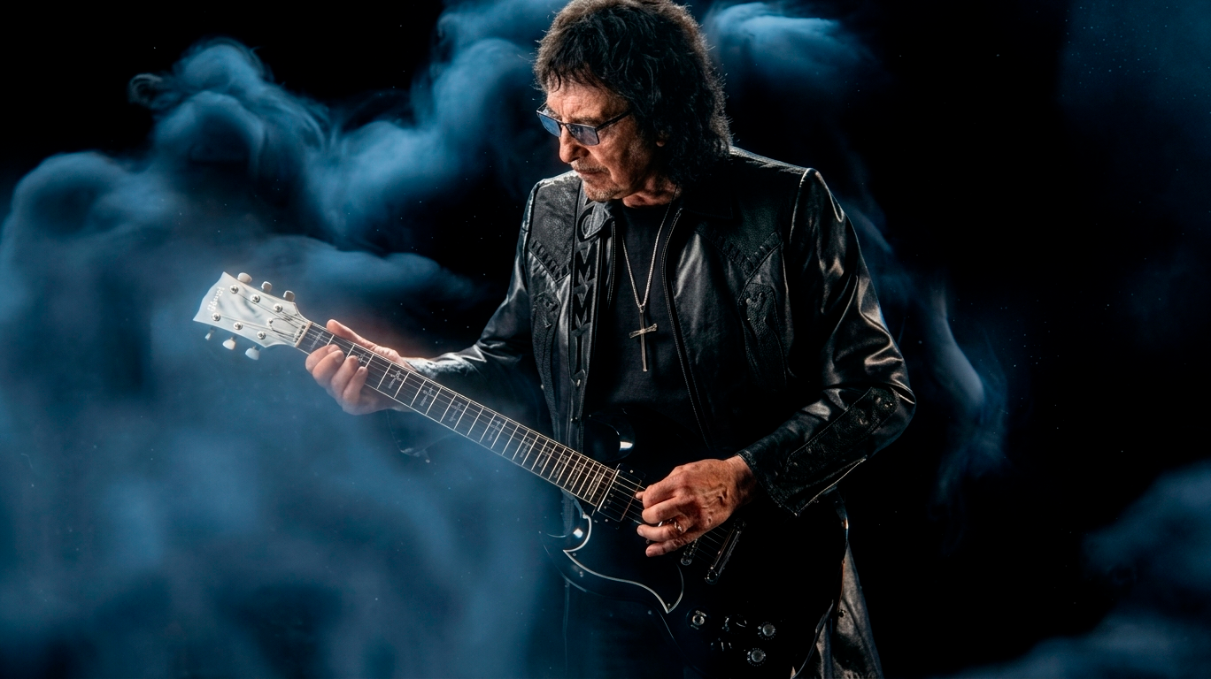 El 'Padre del Riff' está de vuelta: Tony Iommi anuncia su nuevo disco 'From The Dark' y estrena el videoclip de 'World Alone' 14 Tony Iommi con su guitarra Gibson SG en el estudio grabando From The Dark