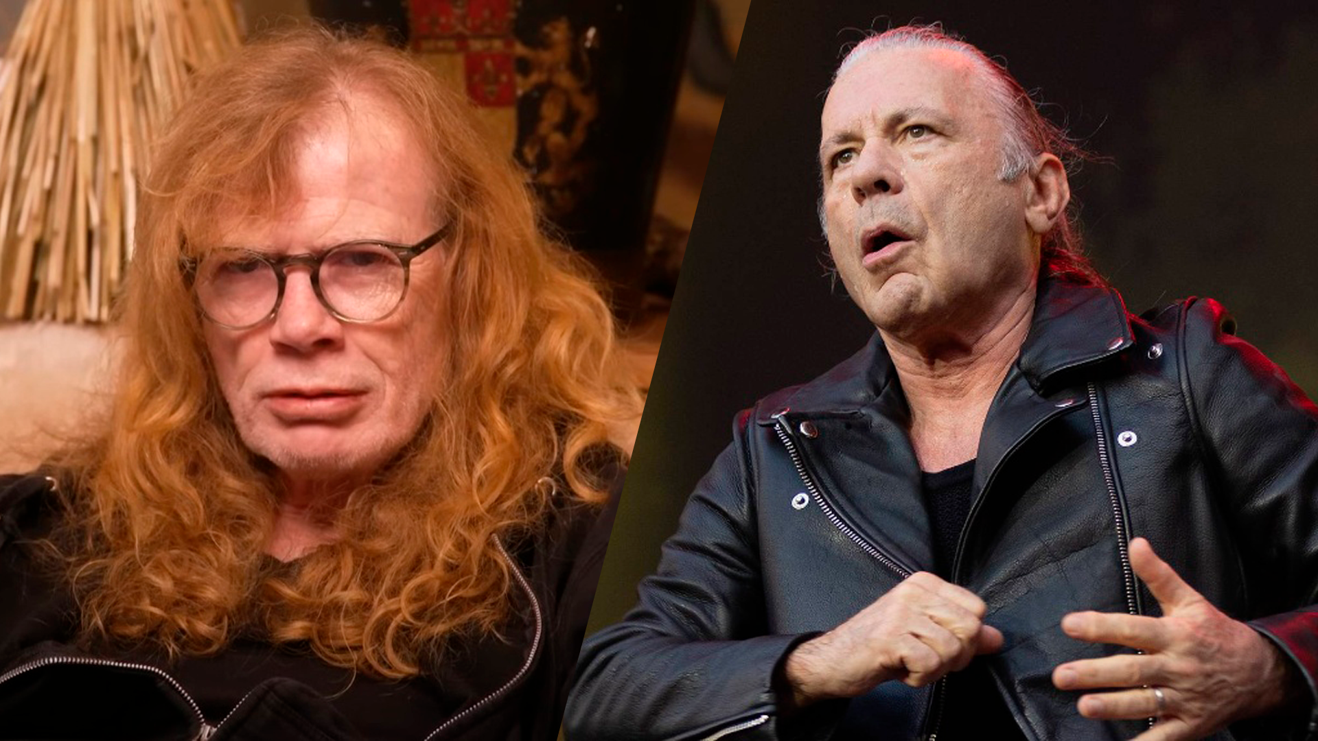 Dave Mustaine de Megadeth y Bruce Dickinson de Iron Maiden en concierto